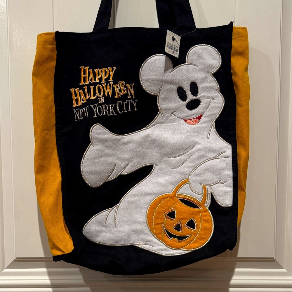 World of Disney NYC Halloween tote bag. Mickey ghost, treat bag